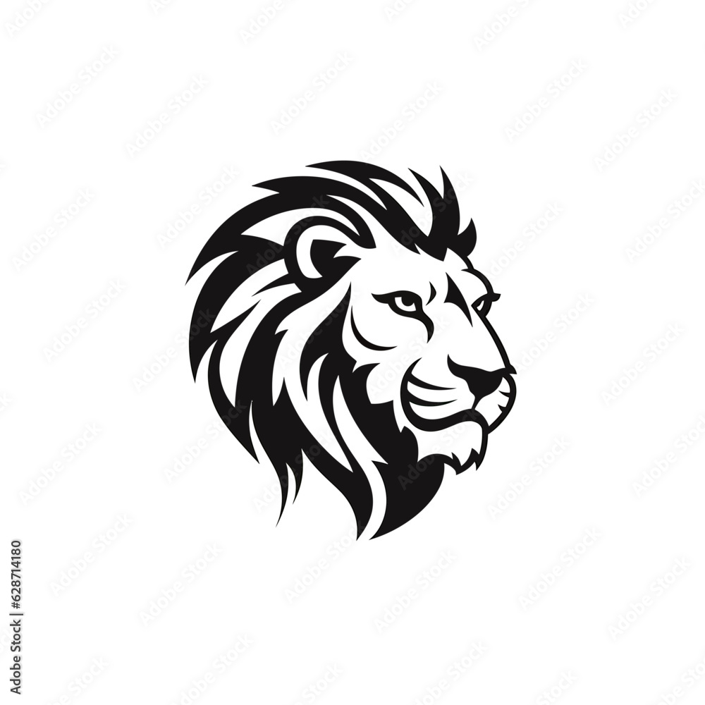 Vector logo of lion, minimalistic, black and white
