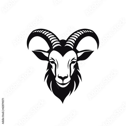  Vector logo of goat, minimalistic, black and white
