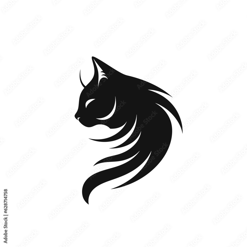 Vector logo of cat, minimalistic, black and white Vector logo of cat, minimalistic, black and white