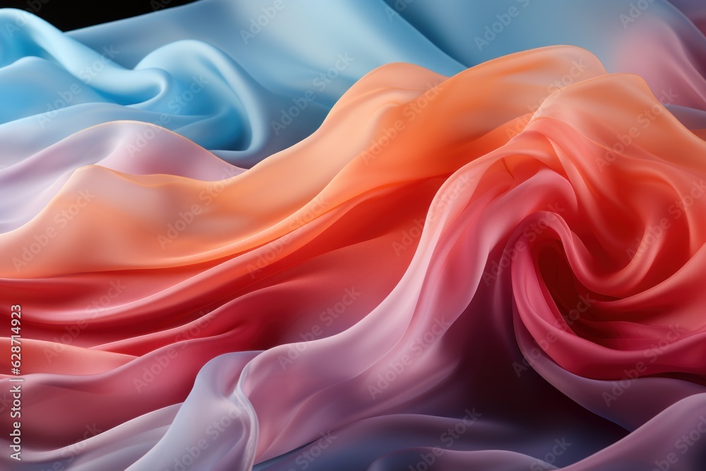 Obraz premium Wind's Symphony: Pastel Colored Silk Fabric Dancing in a Frozen Flow by the Breeze