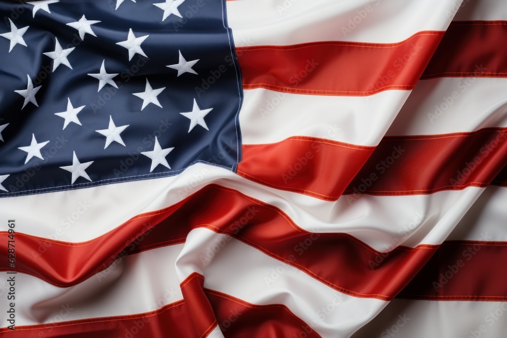 Patriotic Canvas: A Portion of the American Flag Unfurls on a Pristine White Background