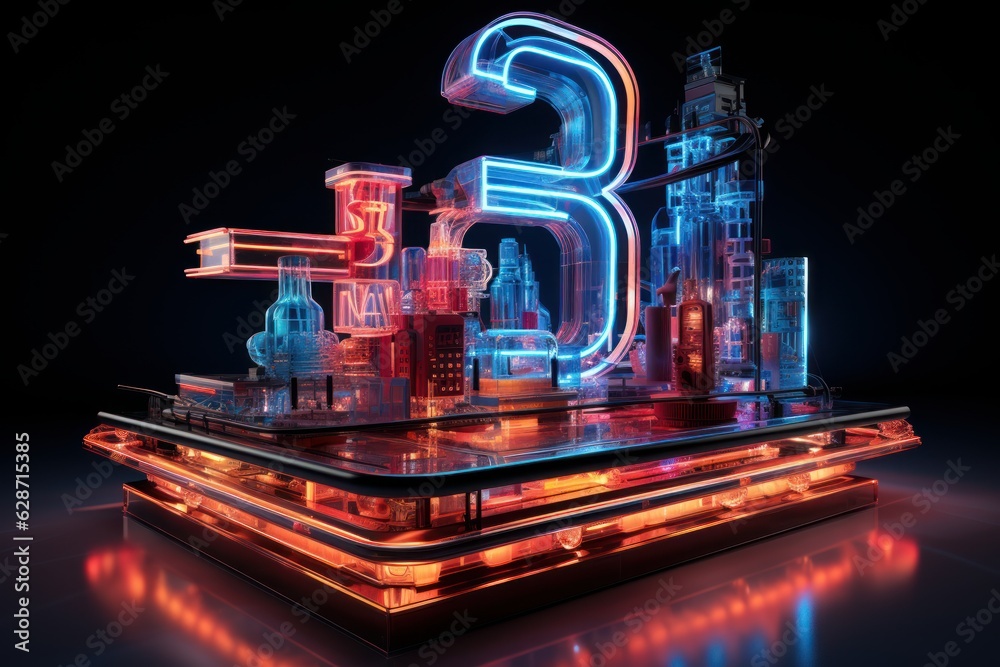 Dazzling Dimensions: The Neon Artistry of 3D Imagery