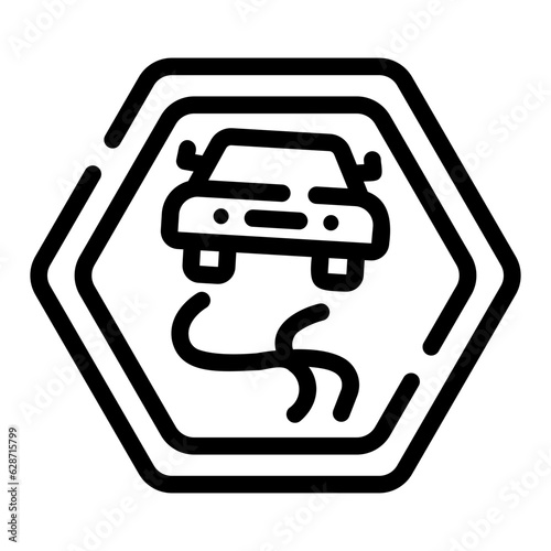 slippery road Line Icon