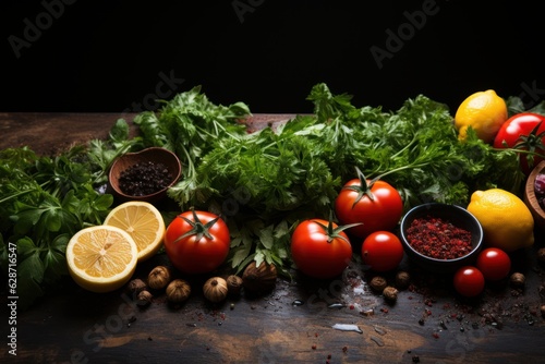 Vegetables on the wood background