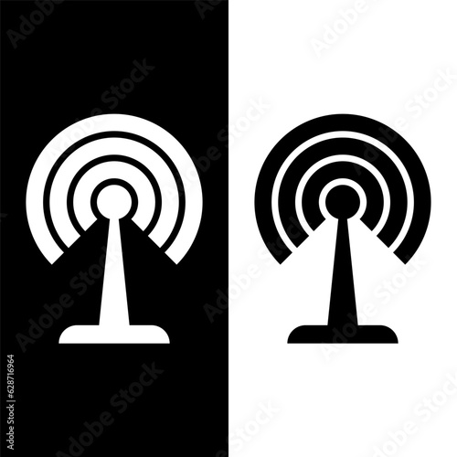 black and white tower signal icon