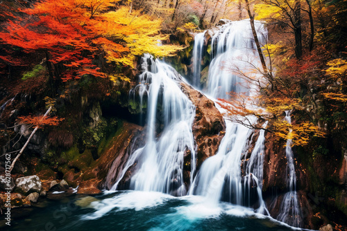 秋の滝を巡るハイキングと森林浴