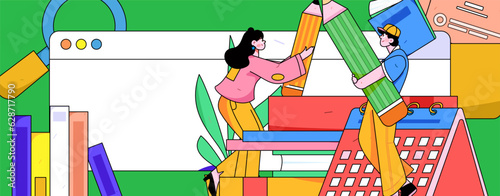 Education learning people flat vector concept hand drawn illustration
