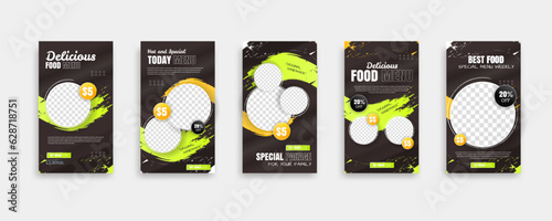 set of food post story social media banner template design. Creative design, easy Use for promotions you product. story food for your restaurant promotion