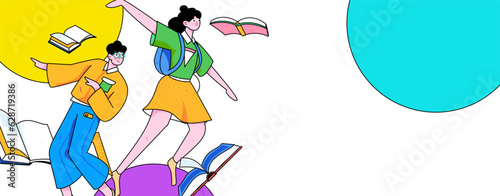 Education learning people flat vector concept hand drawn illustration
