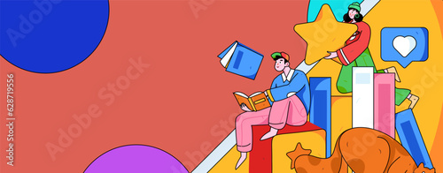 Education learning people flat vector concept hand drawn illustration
