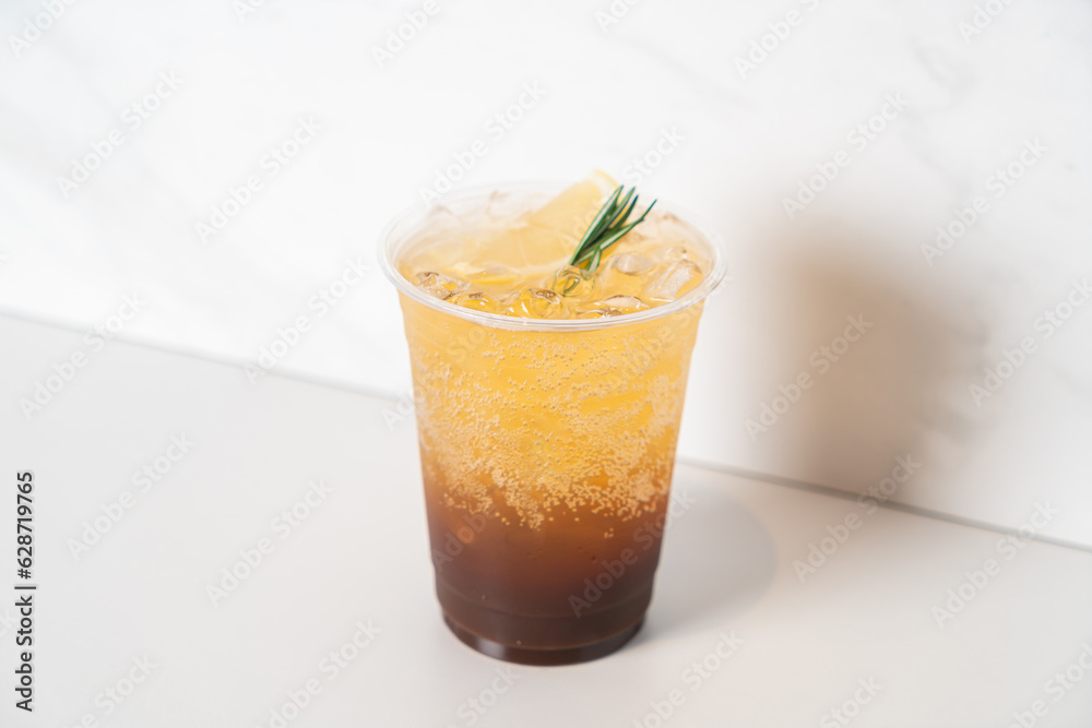 espresso soda with rosemary on top