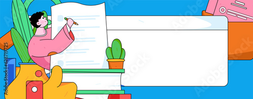 Education learning people flat vector concept hand drawn illustration
