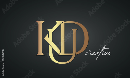 luxury letters KUD golden logo icon premium monogram, creative royal logo design photo