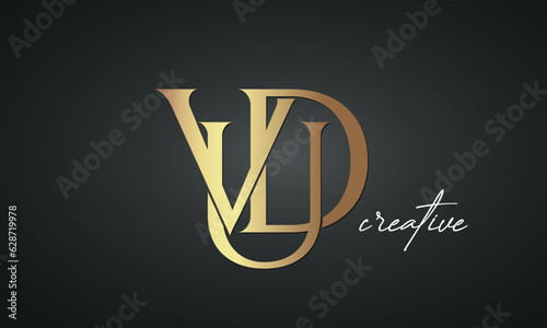 luxury letters VUD golden logo icon premium monogram, creative royal logo design photo