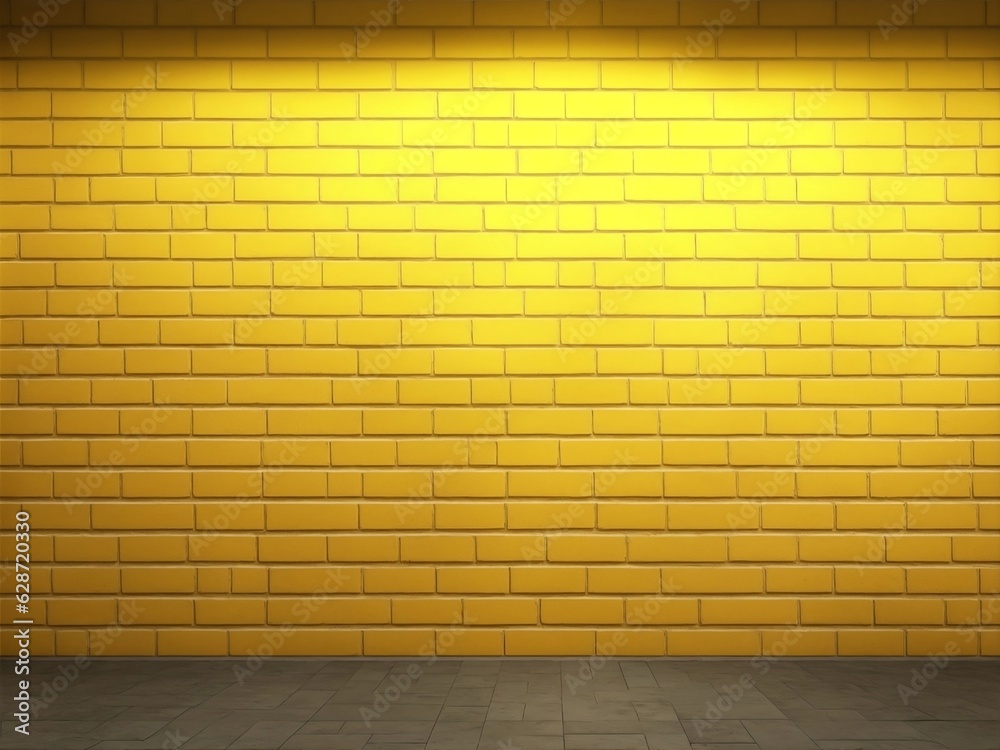 ilustración en horizontal de un muro de ladrillos amarillo
