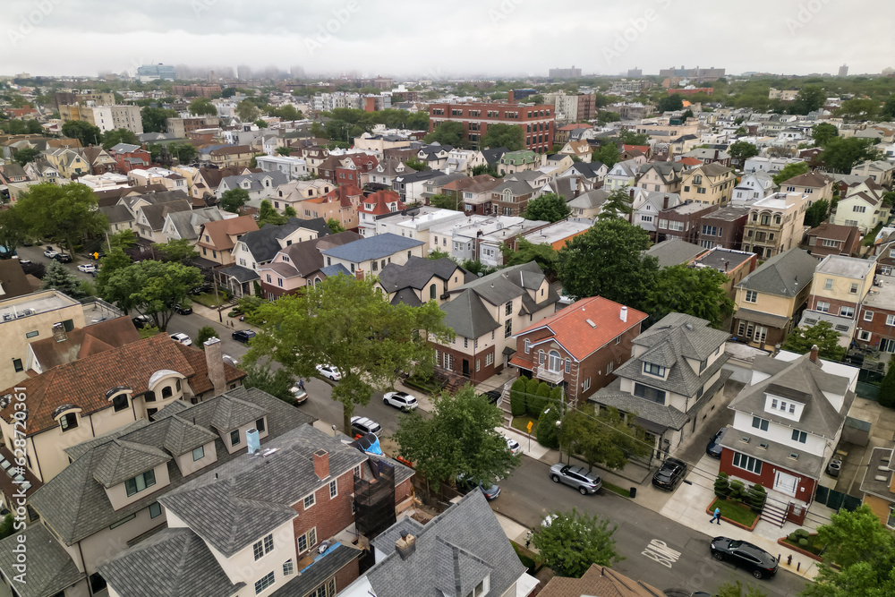 A view of the neighborhood from the top of the hill. Brooklyn aerial view 