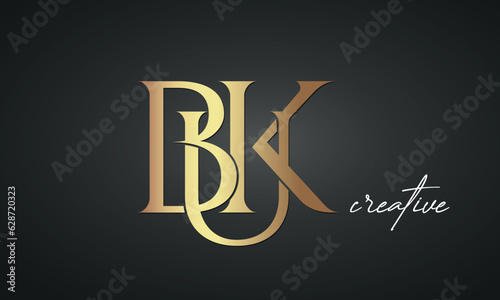luxury letters BUK golden logo icon premium monogram, creative royal logo design