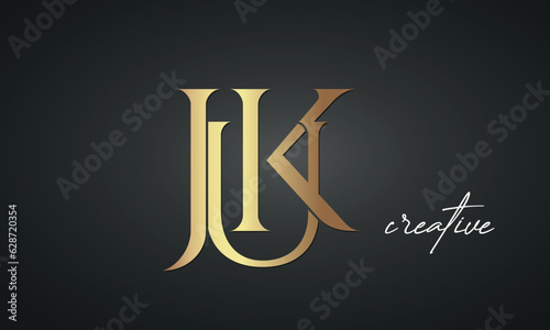 luxury letters JUK golden logo icon premium monogram, creative royal logo design