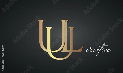 luxury letters UUL golden logo icon premium monogram, creative royal logo design photo