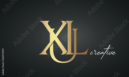 luxury letters XUL golden logo icon premium monogram, creative royal logo design photo