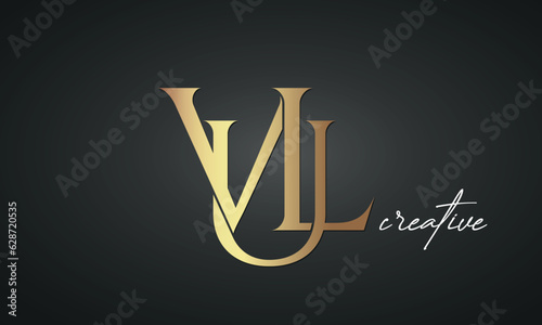 luxury letters VUL golden logo icon premium monogram, creative royal logo design photo