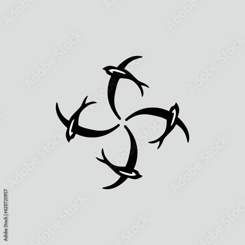 four swallows circling