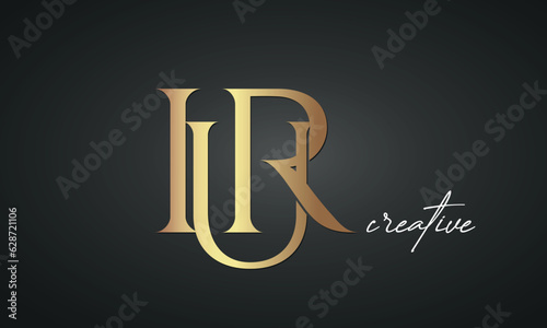 luxury letters IUR golden logo icon premium monogram, creative royal logo design photo