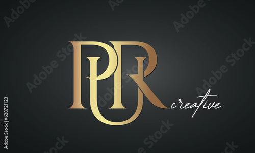 luxury letters PUR golden logo icon premium monogram, creative royal logo design