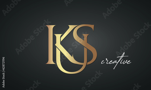 luxury letters KUS golden logo icon premium monogram, creative royal logo design