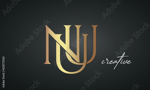 luxury letters NUU golden logo icon premium monogram, creative royal logo design photo