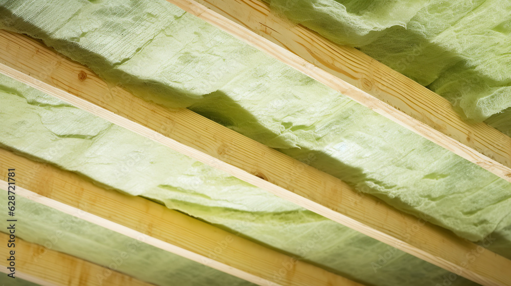 Thermal insulation mineral rock wool installation at the new building ...
