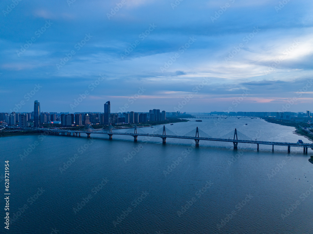 Modern city cross-river bridge, cable-stayed bridge, Shanghai, China