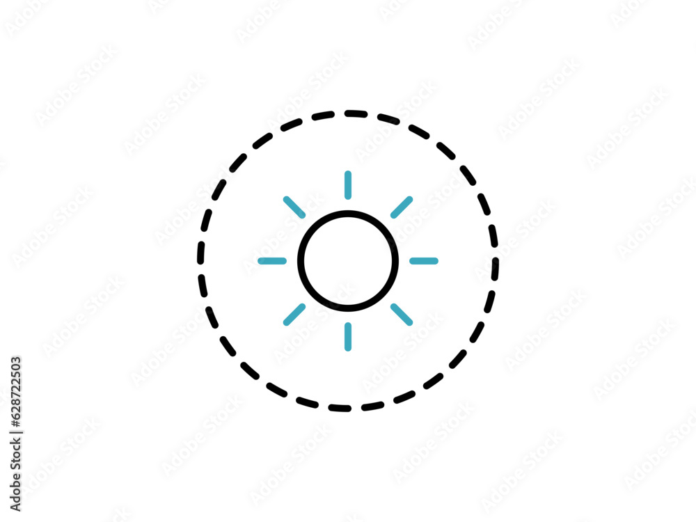 sun icon with circle frame sun icon with circle frame