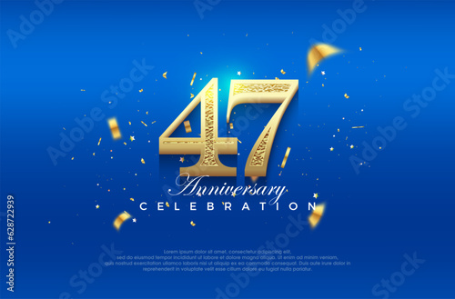 Premium vector 47th anniversary celebration background with fancy numeral glitter. Premium vector background for greeting and celebration.
