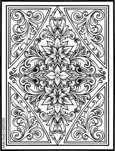 Ornate flower petal engraved card monochrome  vector illustrations for your work logo, merchandise t-shirt, stickers and label designs, poster, greeting cards advertising business company or brands.