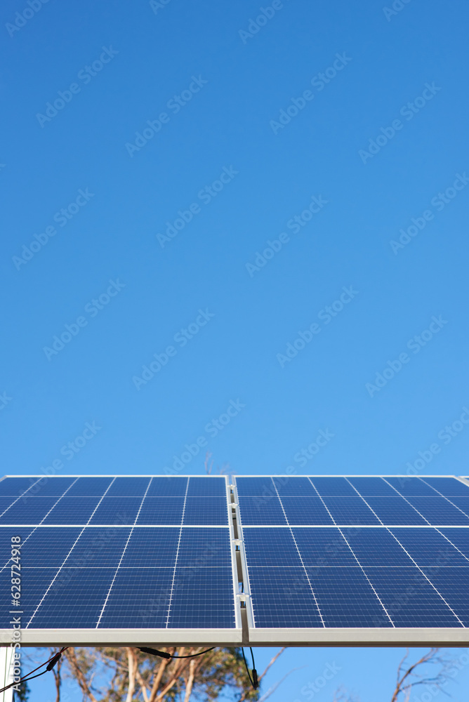 Solar panels against clear blue sky Solar panels against clear blue sky
