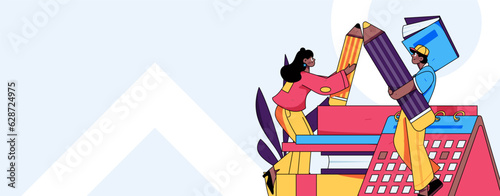 Education learning people flat vector concept hand drawn illustration
