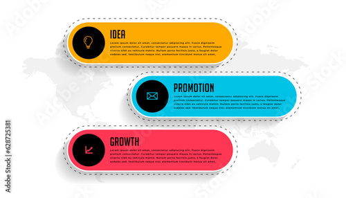 three step infographic chart template for corporate presentation