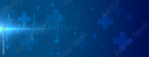 bio tech health care blue wallpaper with heart beat and cross design