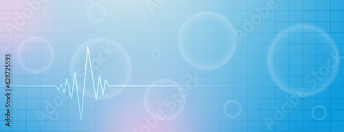 modern medical and health care blue banner with ECG line graph