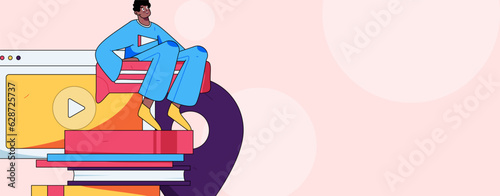 Education learning people flat vector concept hand drawn illustration
