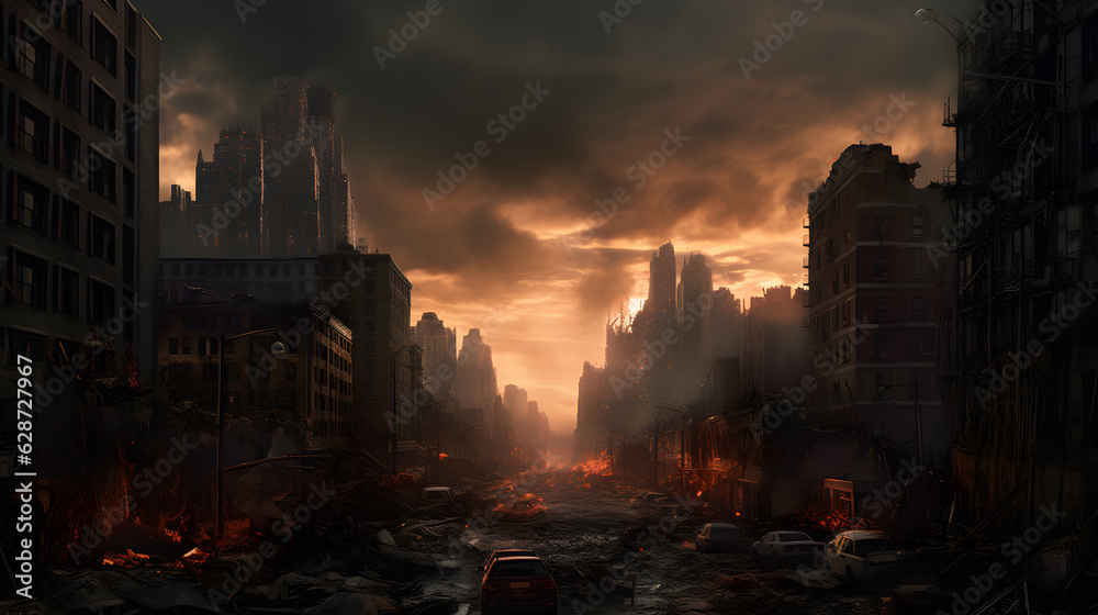 a city destroyed by the war that caused the end of the world, the apocalypse