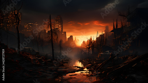 a city destroyed by the war that caused the end of the world, the apocalypse