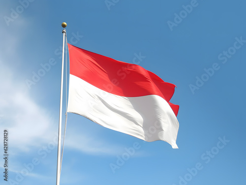 Indonesia flag waving against clean blue sky