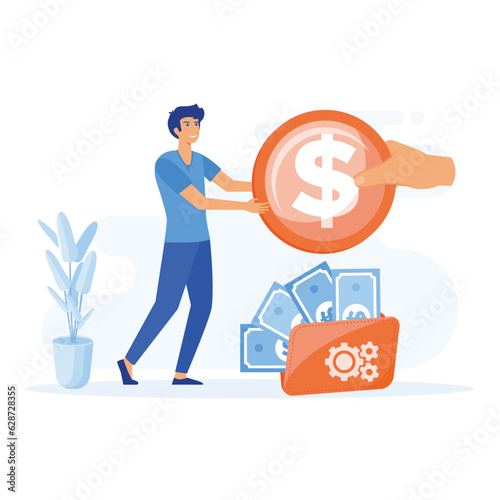 Salary Payment, employee or workers are happy receive a monthly salary, flat vector modern illustration