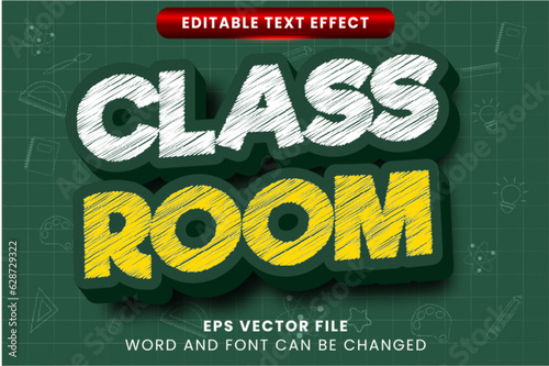 Chalk textured class room 3d editable text effect