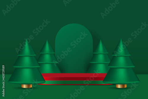 Green christmas day 3d podium display