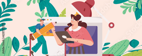 Education learning people flat vector concept hand drawn illustration
