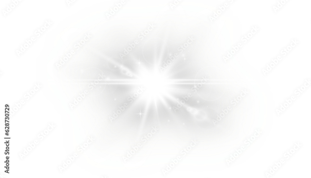 Obraz premium White starlight effect with isolated rays