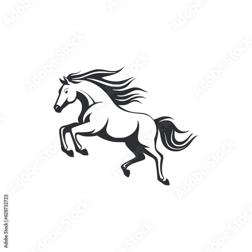 simple wild horse animal lineart farm logo vector illustration template design